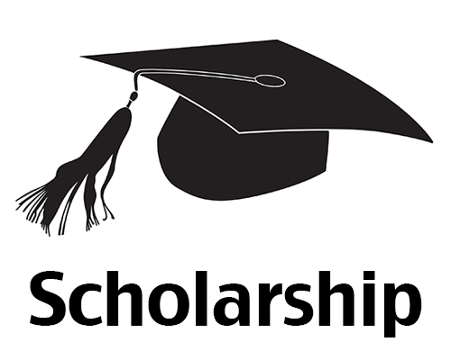 Black graduation cap and the word scholarship